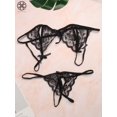 thumbnail image 4 of Luxtrada Womens Sexy Bridal Lingerie Lace Floral Babydoll Stretch Strappy Set with Cute Bowknot Mesh Thong, 4 of 5