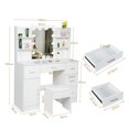 thumbnail image 6 of Yamissi Makeup Vanity Set w/ Stool, Vanity Desk with Mirror and Lights for Girls, Modern Dressing Table with 5 Drawers, White, 6 of 9