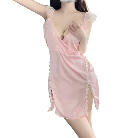 

Lingerie for Women Lingerie For Lace Backless Pajamas Solid Color Sling Nightdress Lace Slit Underwear