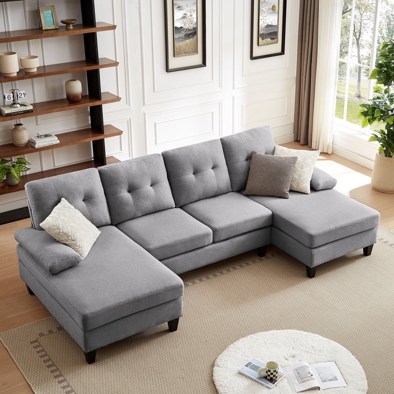 Tornama L-Shaped Storage Sofa, Light Gray, Modular Sectional with