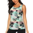 thumbnail image 2 of Uemuo Tropical Summer Palm Pattern Workout Tank Tops for Women Breathable Moisture-wicking tank top Sleeveless Running Loose Fit Yoga Tops Active Shirts Sports Gym Exercise, 2 of 9