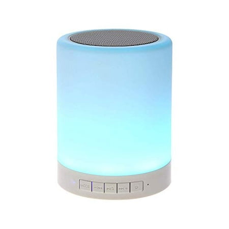 Night Light Bluetooth Wireless Portable Speaker Touch Controlled Color Changing Lights w/Mic Micro SD Card Slot 3.5mm Aux Jack & Cable Bedside Table Speakers Sleepover (Touchlight Night Time