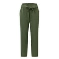 thumbnail image 7 of Sopiago Women's Cropped Paper Bag Waist Pants with Pockets Green,L, 7 of 7