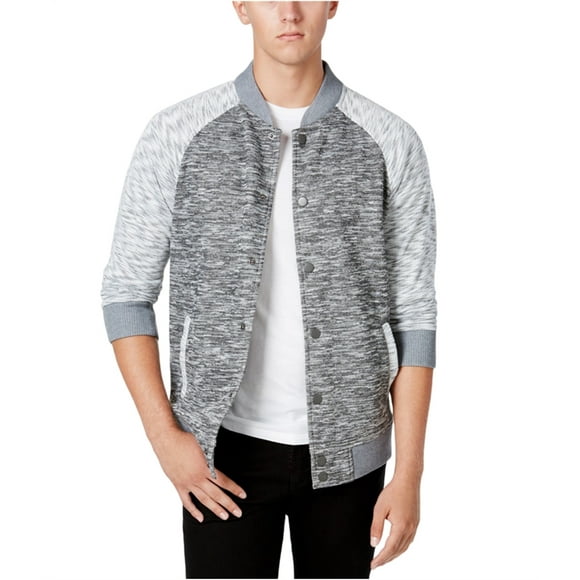 Ring Of Fire Mens Heathered Bomber Jacket, Grey, XX-Large