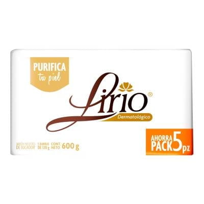 Jabón de tocador Lirio dermatológico 5 pzas de 120 g c/u