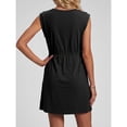 thumbnail image 6 of Womens Sleeveless Dresses Casual Crew Neck Tie Waist with Pockets Summer Beach Mini Dress, 6 of 8