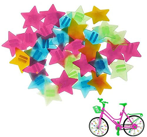 Multicoloured Bicycle Spoke Beads Luminous Plastic Cycling Clip Beads,Bike Spoke Beads Plastic Clip,for Childrens Bicycle Spokes Accessories Wheel Decorations 72 Pieces 