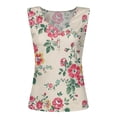 thumbnail image 4 of Bibifish Womens Tank Tops Rib Henley Neck Summer Sleeveless Tank Tops Dressy Floral Print Relaxed Tops, 4 of 4
