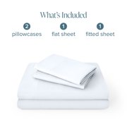 Bare Home Premium 1800 Collection 4-Piece Bed Sheet Set with Envelope Pillowcases, Queen, White