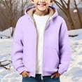 thumbnail image 2 of Coerni Boys Girls Sherpa Fleece Lined Hoodie Jacket Zip Up Thermal Jacket Winter Warm Outwear Coat Cozy Casual Hooded Sweatshirt, 2 of 8