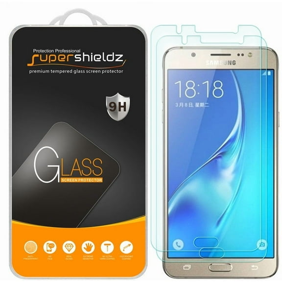 [2-Pack] Supershieldz for Samsung Galaxy J7 (2016) Tempered Glass Screen Protector, Anti-Scratch, Anti-Fingerprint, Bubble Free