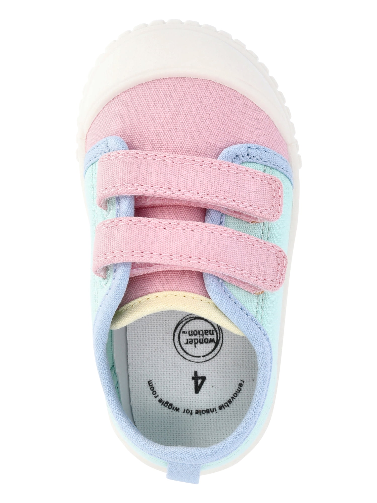 Wonder Nation Baby Girls Two Strap Bump Toe Sneakers