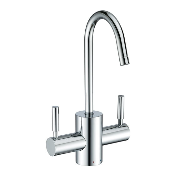 Whitehaus Point of Use Instant Hot/Cold Water Drinking Faucet with Gooseneck Swivel Spout