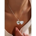 thumbnail image 4 of U7 Stripe Locket Necklace Silver Heart Pendant for Women Daughter Mother's Day Valentine Personalized Memorial Gift Custom Love Heart Necklaces, 4 of 8