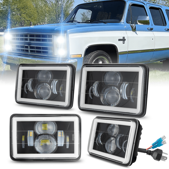 4x6inch LED Sealed Assembly for 1987-1991 Chevy Suburban High Low Beam H4651 H4656 Set