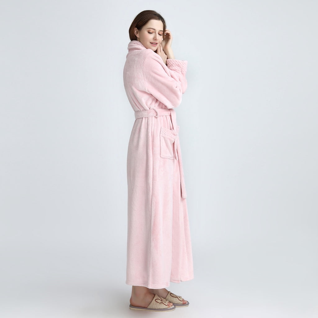 BONIXOOM Christmas Pajamas For Women Family Christmas Pajamas Matching Sets Sleepwear Belt Long Sleeve Sleep Tops Solid Pink L