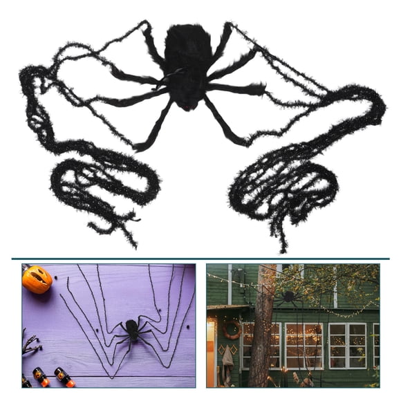 SKISUNO Giant Realistic Plush Spider for  Haunted House Yard Decoration