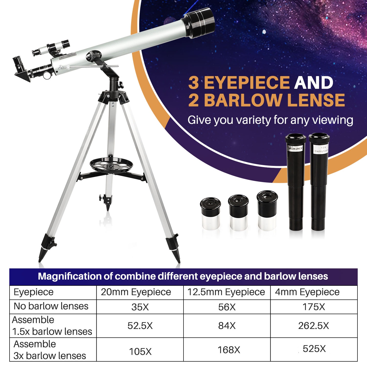 USCAMEL 700mm Refractor Telescope for Beginners photo 4
