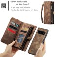 thumbnail image 5 of For Samsung Galaxy S10 Plus Wallet Case,Multi-Functional Retro Leather Purse Flip Cover Zipper Wallet Case with Removable Card Slots Pocket & Detachable Wrist Strap Magnetic Phone Case, Darkbrown, 5 of 9