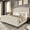 Beige, variant on LARMACE King Size Bed Frame Velvet Platform Bed with Wingback Headboard & Footboard, Black