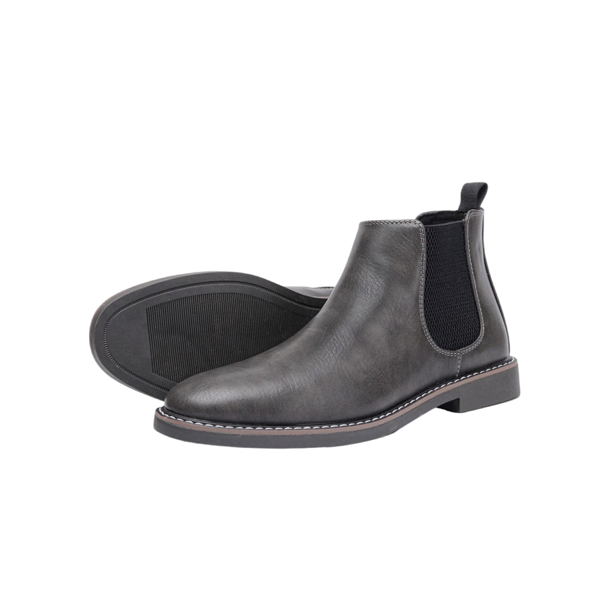 MAWCLOS Mens Chelsea Boot Elastic Ankle Boots Waterproof Comfort Dress Booties Pull On Formal Shoes Gray B 11