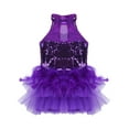 thumbnail image 4 of vastwit Kids Girls Sleeveless Sequins Mesh Splice Jazz Latin Ballet Dance Leotard Hip Hop Performance Outfit Purple 14, 4 of 7
