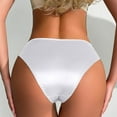 thumbnail image 4 of LNWUY Women's Fashion Solid Color Satin Silk Lace Hipster Panties Seamless Briefs Underwear Underpant White M, 4 of 4