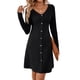 thumbnail image 1 of Vestidos de noche para mujer Vestido midi con botones decorativos, manga larga y escote en V, 1 of 8