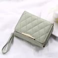 thumbnail image 4 of Bolsa Tarjetero de cuero Cartera corta plegable Monedero femenino con rombos de múltiples ranuras (Verde) Ehuebsd Para Estrenar, 4 of 8