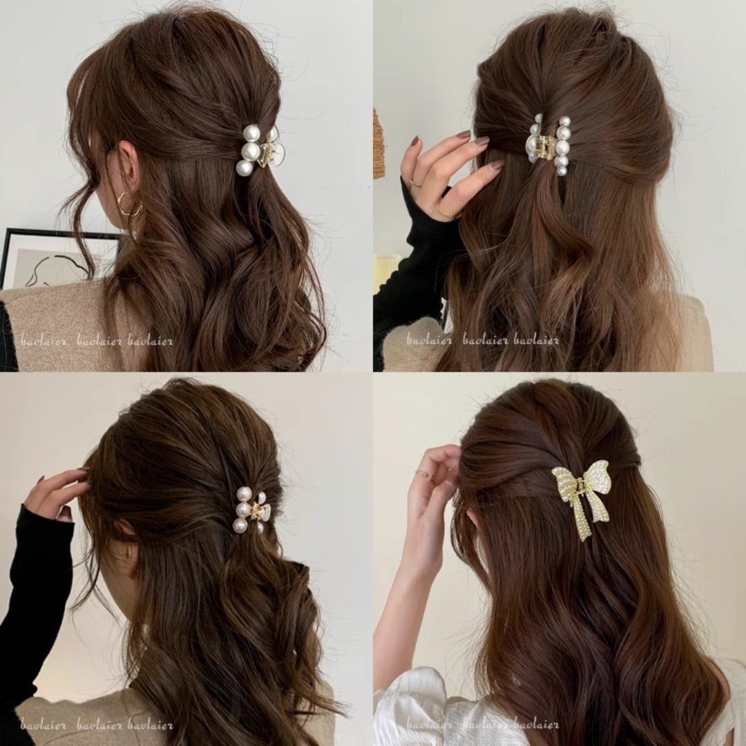 10 alloy rhinestone hair clips, fashionable small grab hair accessories