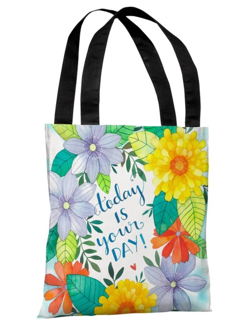 Today is Your Day Florals Polyester Tote Bag by Ana Victoria Calderon44; Multi Color One Bella Casa 72695TT18P 18 in Today is Your Day Florals Polyester Tote Bag by Ana Victoria Calderon44; Multi Color One Bella Casa 72695TT18P 18 in
