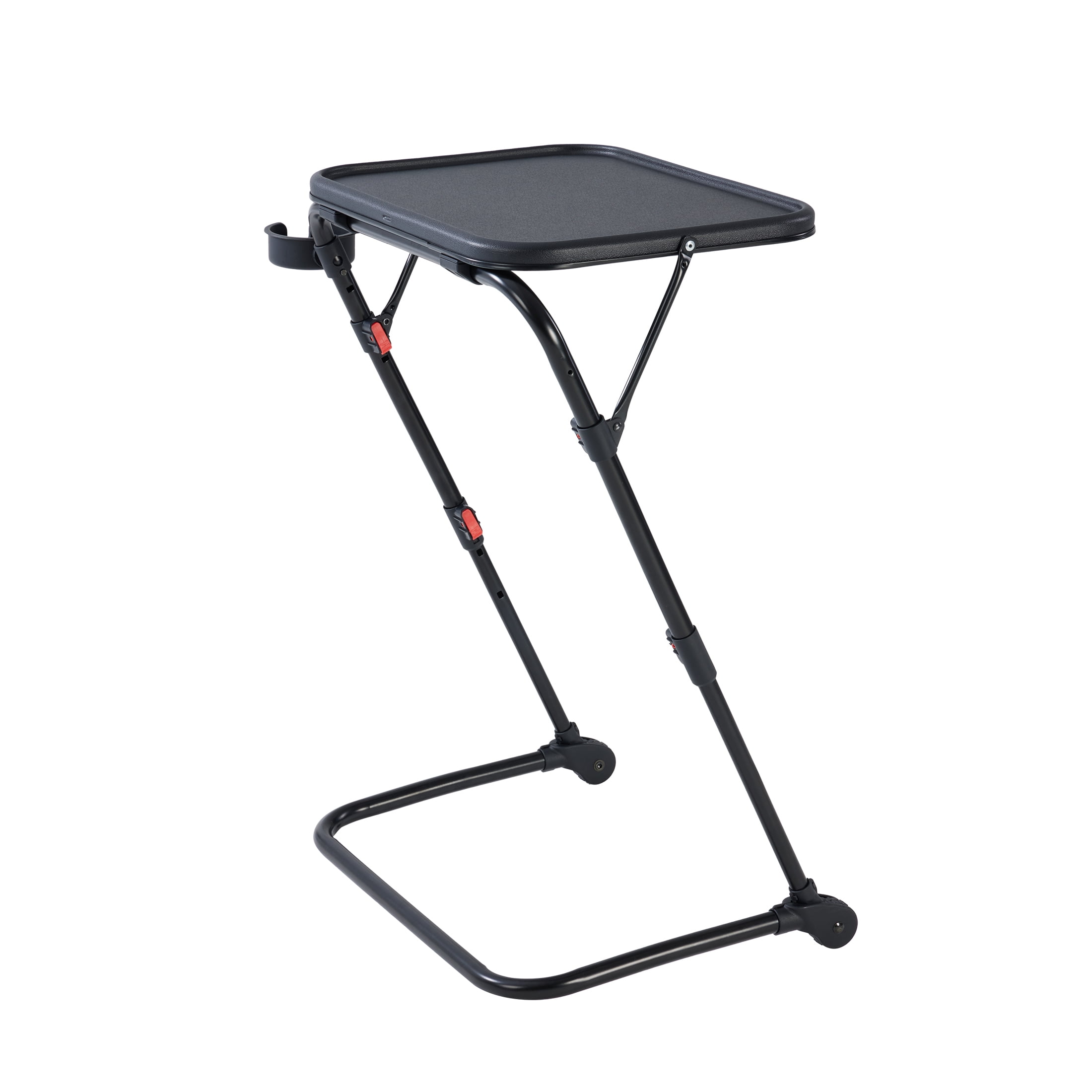 Mainstays Adjustable Folding TV Tray with Cup Holder, Black, 20.87 in W x 14.76 in D x 27.76 in H