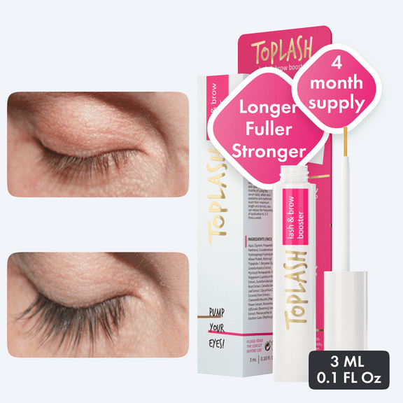 Toplash Eyelash and Eyebrow Enhancer Serum, Boost Thicker Lashes and Brows (3 ml)