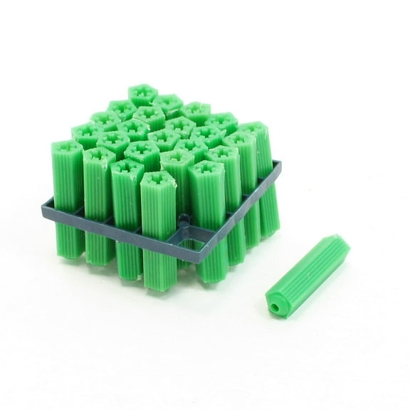 Unique Bargains 25 Pcs Screw Fixing Green 8mm Nonslip Plastic Wall Plugs