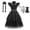 Dress Set, variant on VAAT Wednesday Dress for Kids Girls, Addams Family Cosplay Outfit Costumes for Hallo-ween Birthday School Party