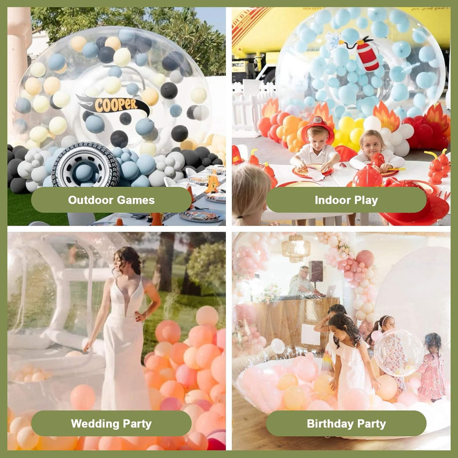 OFFMUST 10ft Inflatable Bubble House Tent with Blower & Air Pump, Hybrid PVC & TPU Crystal Clear Dome for Balloons, 360° Panoramic View Inflatable Tent for Weddings, Gender Reveals & Photography