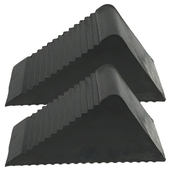 2 Pcs Solid Wheel Chock Professional Stopper Track Motorcycle Trailer Travel Black