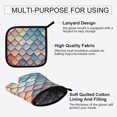 thumbnail image 3 of Yayeee Oven Mitts and Pot Holder Set of 4 Heat Resistant Kitchen Gloves Baking Hot Pad, Blue Art Pattern, 3 of 5