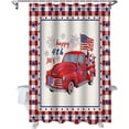 thumbnail image 4 of Vintage Truck Fourth of July Shower Curtain, American Flag Stars Shower Curtain Set with Hooks, Spring Summer Waterproof Fabric Shower Curtains for Bathroom Decor, 72x84 Inch Bath Curtain, 4 of 5