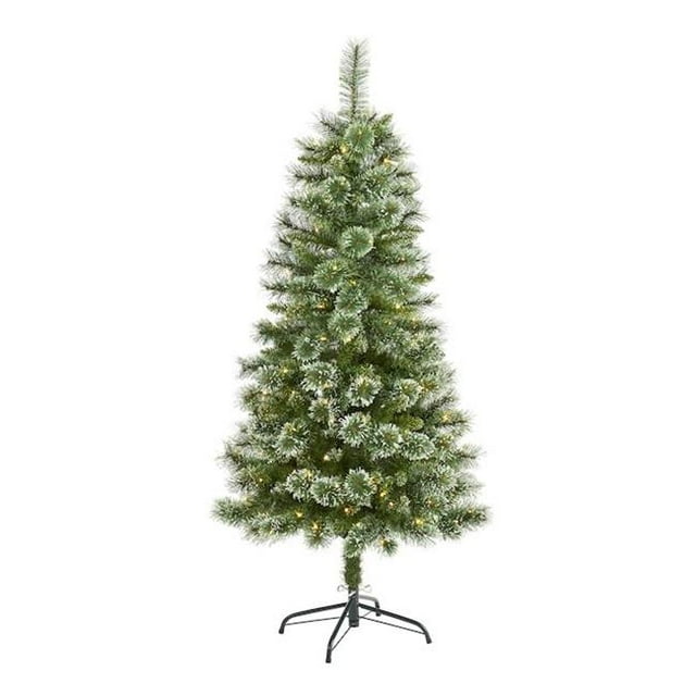 Nearly Natural T1634 5 ft. Wisconsin Slim Snow Tip Pine Artificial Christmas Tree with 150 Clear LED Lights