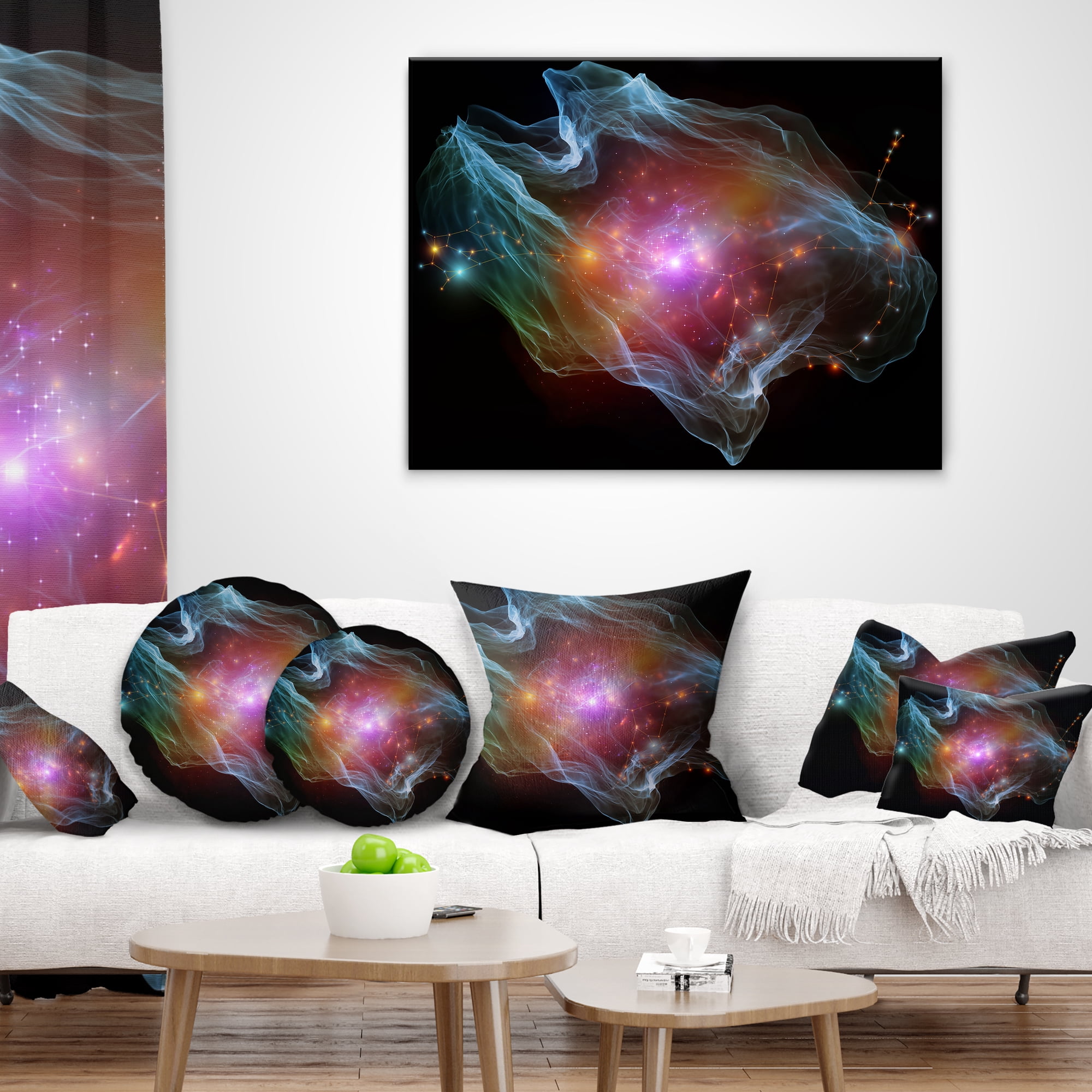 Designart Purple Lights of Network - Abstract Throw Pillow - 12x20