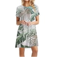 thumbnail image 1 of QIPOPIQ Robes pour Femmes à Étages à Manches Courtes Imprimé Fête de l'Indépendance Robe d'Été Décontractée Robes Robe à Blocs de Couleur à Col Rond Offres 2023, 1 of 5