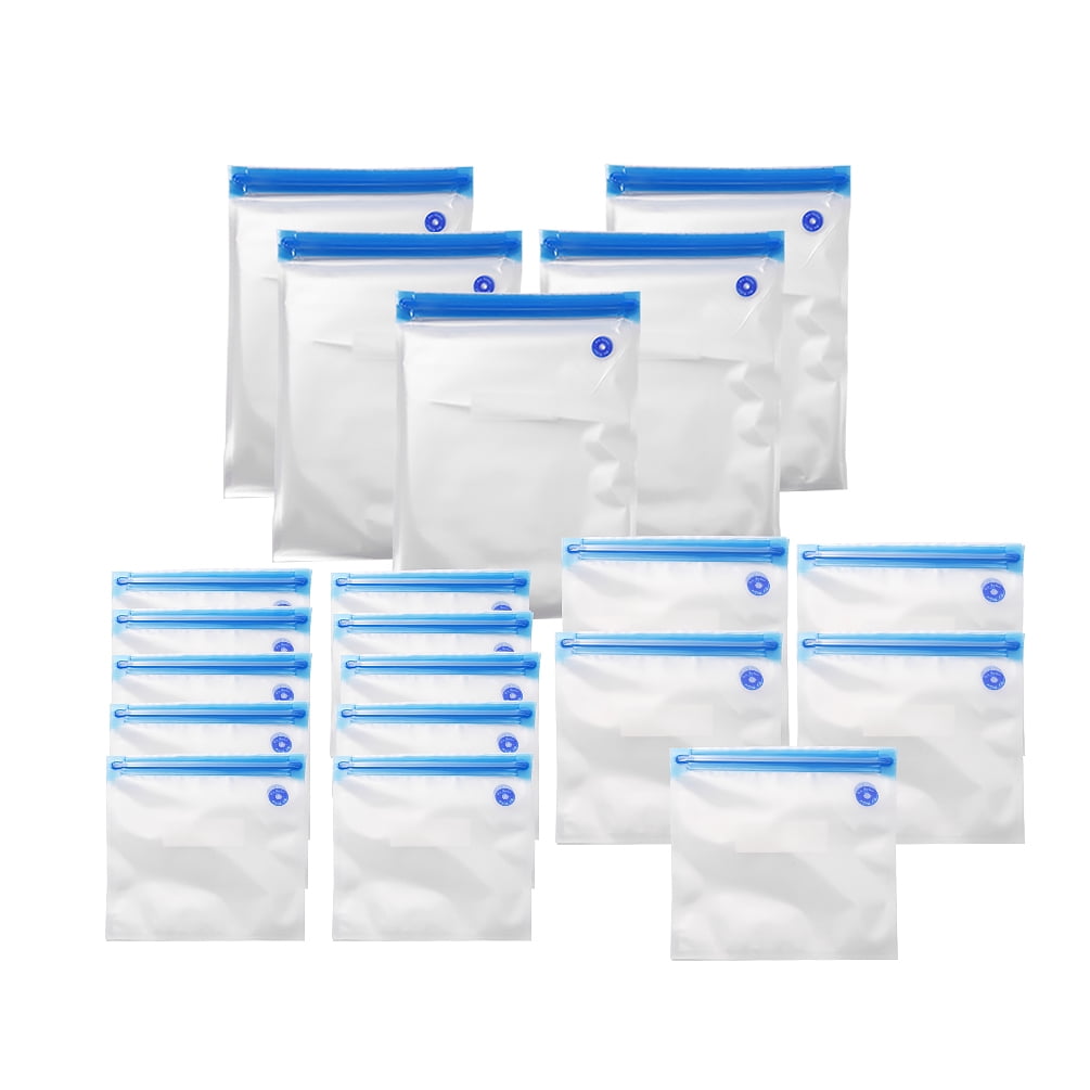 Food Vacuum Sealed Bags-Uarter Reusable Sous Vide Bags Kit BPA-free Food Vacuum Sealed Bags User-friendly Sealing Storage Bags with 2 Sealing Clips 20Pieces Bags