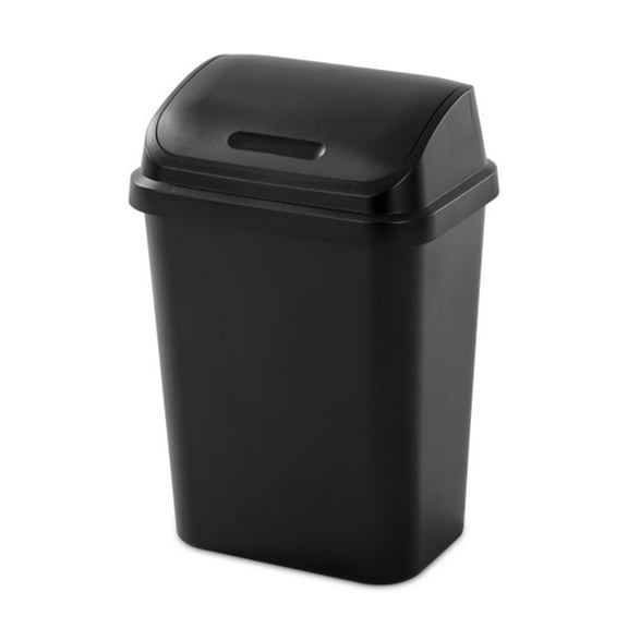 Sterilite 7.8 Gallon SwingTop Contemporary Design Plastic Easy to Clean Wastebasket with Lid for Offices, Dorm, or Laundry Rooms, Black