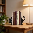 thumbnail image 2 of Bookends gato metal negro resistente a la corrosión para estantes escritorio oficina estudio, 2 of 8