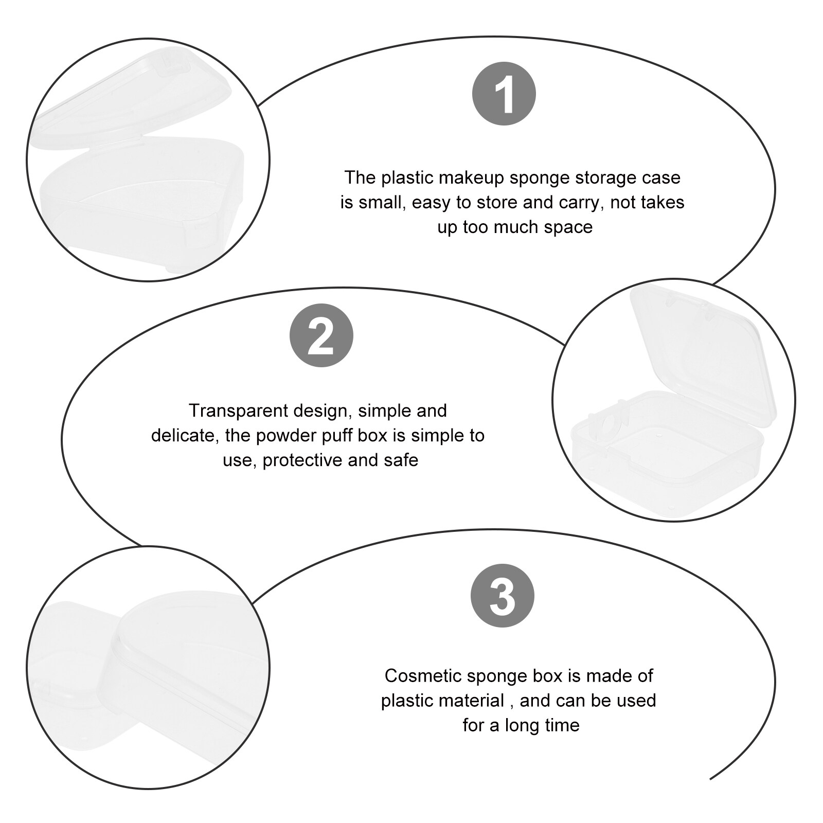 8 pcs Small Plastic Powder Puff Boxes Triangular Powder Puff Case Square Makeup Puff Boxes