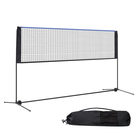 JIOABL Portable Badminton Net Set, 14FT Adjustable Height for Outdoor & Indoor Use, Includes Carry Bag, Easy Setup No Tools Needed, Blue-Black