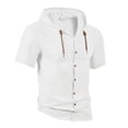 thumbnail image 5 of pstuiky camisetas para hombre, Blusa de manga corta con cuello vuelto, transpirable, con botones y color liso para hombre camisas casuales para hombre s, 5 of 5