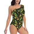thumbnail image 3 of Uemuo Happy St. Patrick's Day Print Women's One Piece Swimsuit Asymmetrical Neck Bathing Suit One Shoulder Side Cutout Ruffle Swimwear-Medium, 3 of 6
