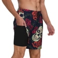 thumbnail image 2 of Wukai Roses Skulls Men's Quick Dry Swim Trunks,Board Shorts with Liner  Beach Swimwear-X-Large, 2 of 6